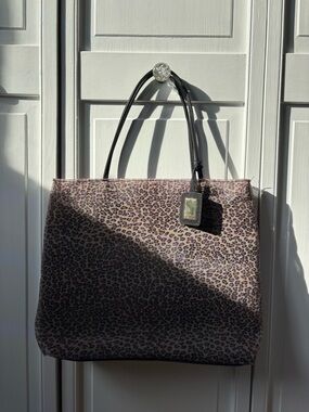 Sasha NY Leopard Print Tote Bag with Black Handles